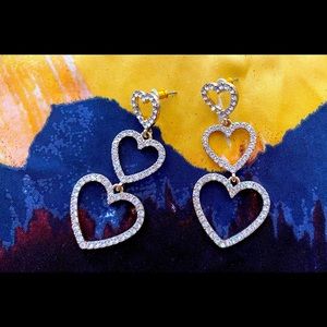Earring of Hearts Silver Rhinestone Earrings